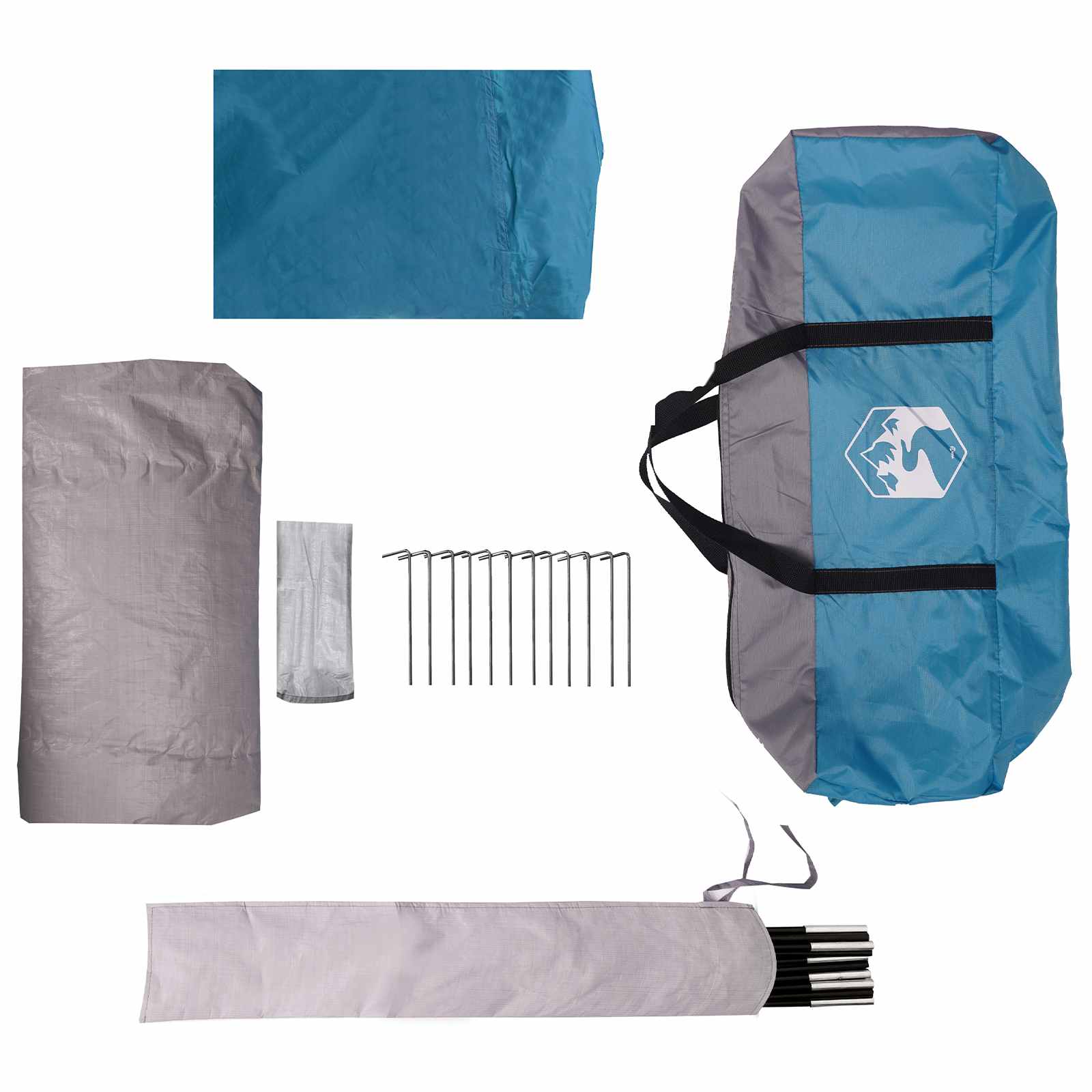 Kuppelzelt mit abnehmbarem Regenfly Blau 4-Personen