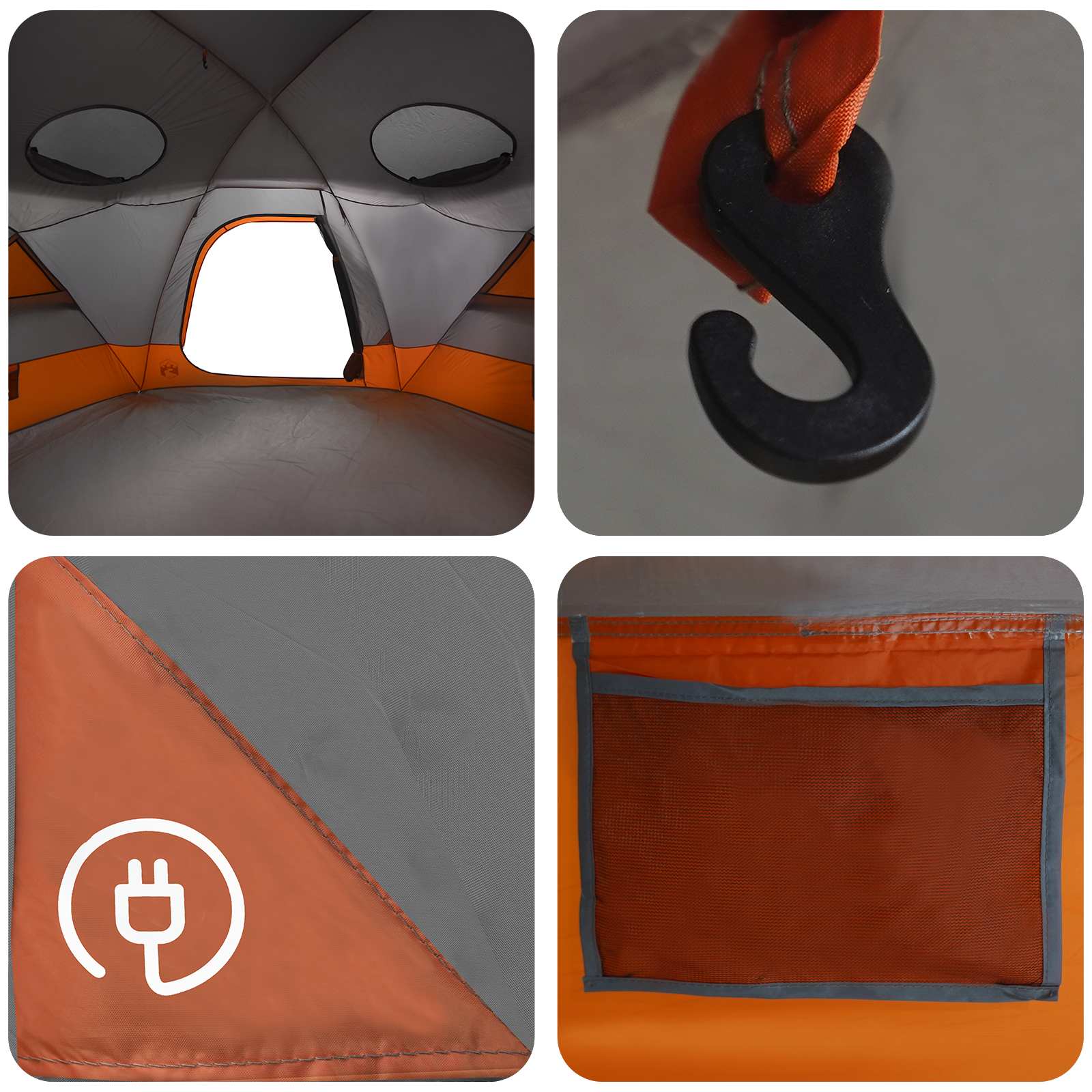 Kuppelzelt mit abnehmbarem Regenfly Grau und Orange 8-Personen