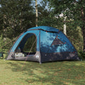 Kuppelzelt mit abnehmbarem Regenfly Blau 12-Personen