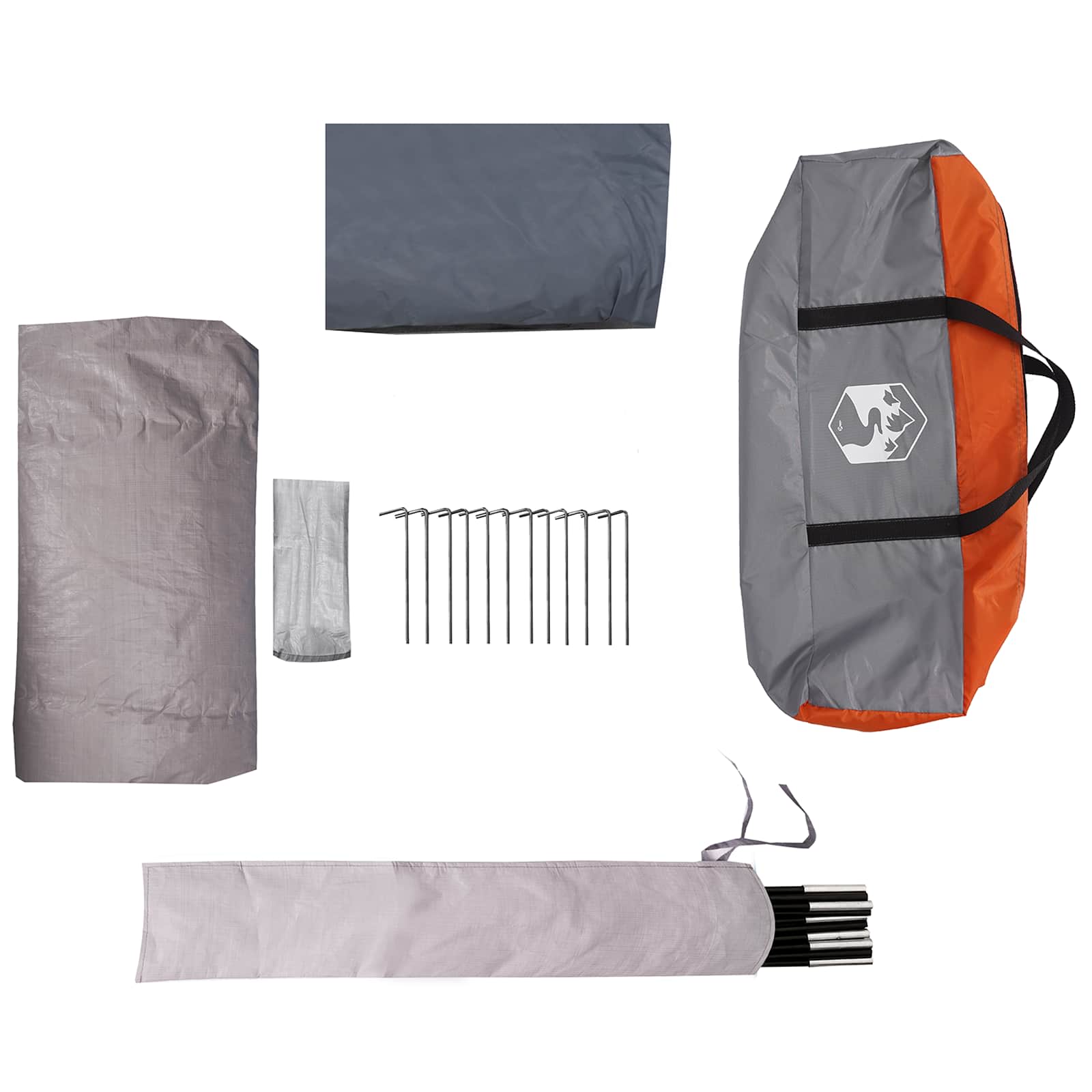 Kuppelzelt mit abnehmbarem Regenfly Grau und Orange 12-Personen