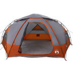 Kuppelzelt mit abnehmbarem Regenfly Grau und Orange 12-Personen