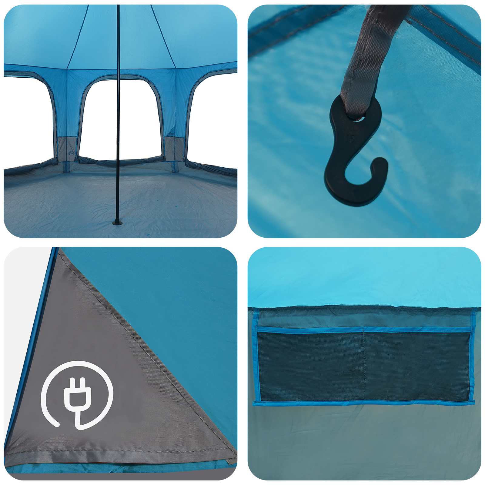 Familienzelt Blau 5-Personen 185T Polyester mit PU-Beschichtung
