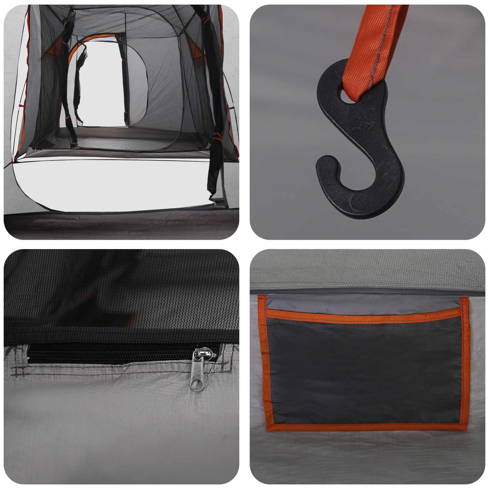 Tunnelzelt Grau und Orange 520 x 260 x 175 cm