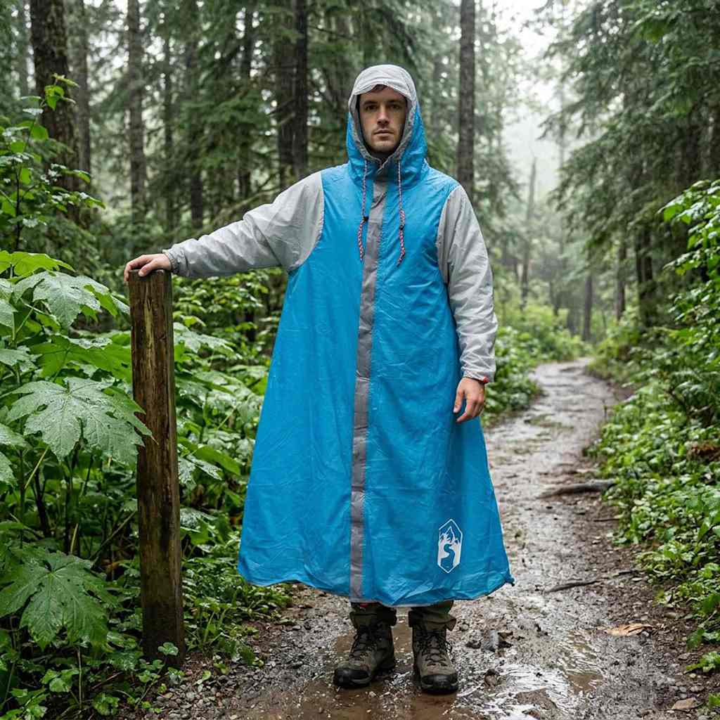 2-in-1 Regenponcho mit Kapuze Blau 262 x 126 x 130 cm