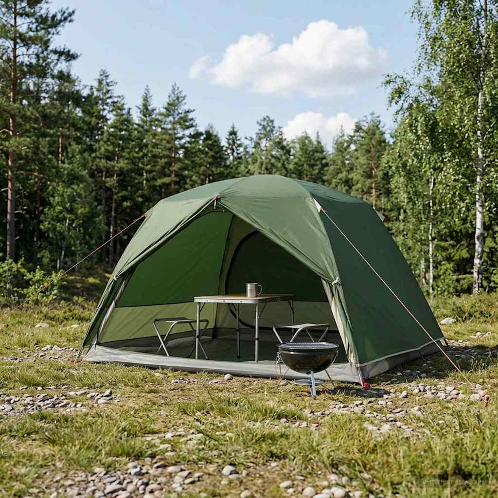 Trekkingzelt Grün 2-Personen 185T Polyester mit PU-Beschichtung