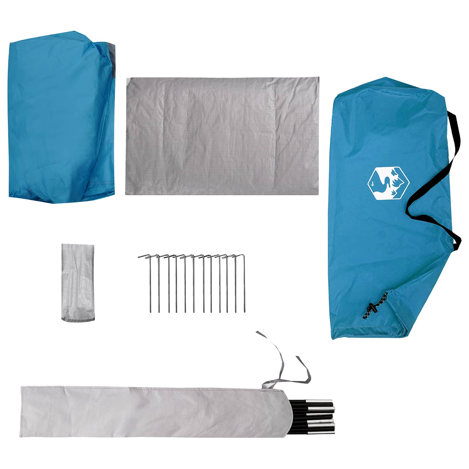 Trekkingzelt Blau 2-Personen 185T Polyester mit PU-Beschichtung