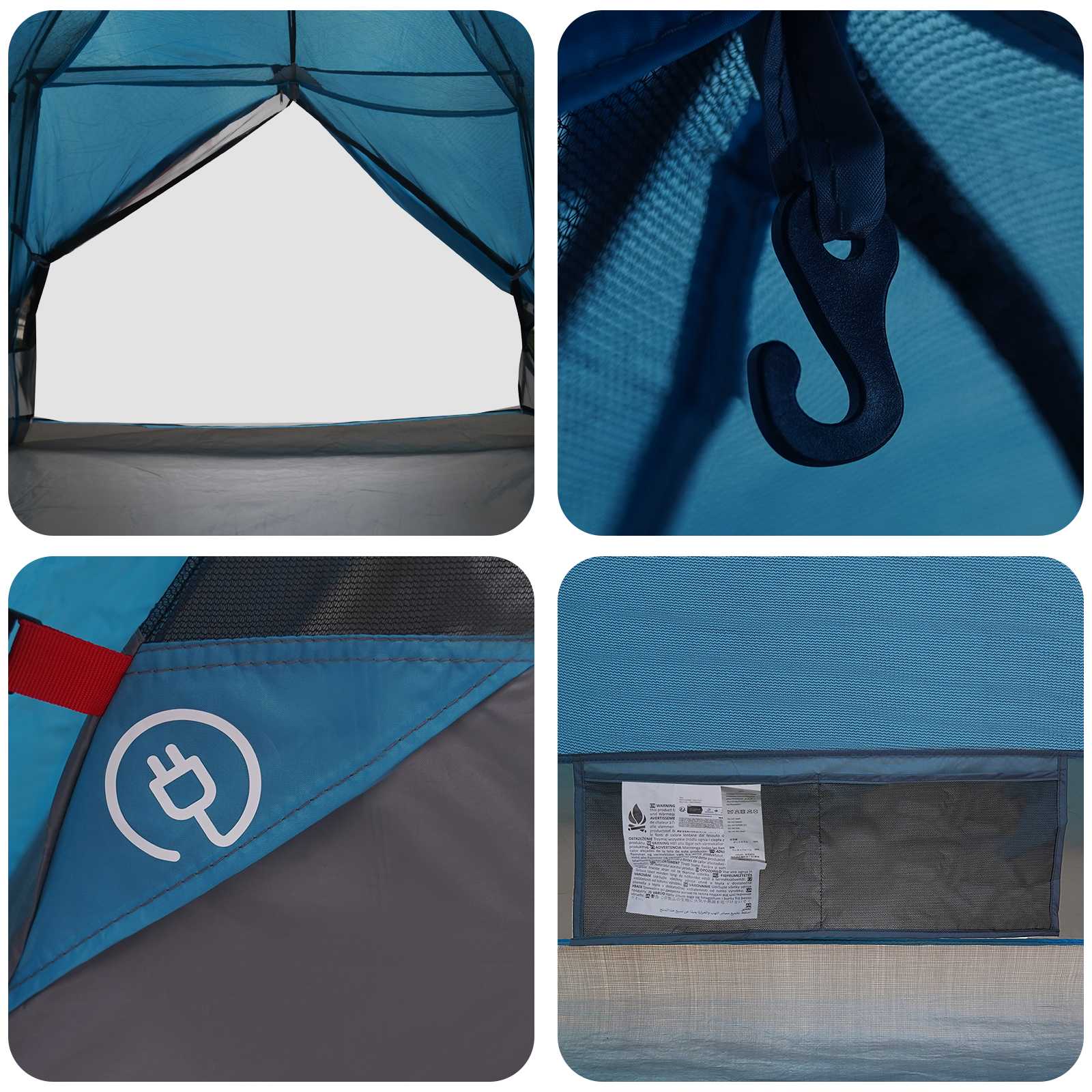 Trekkingzelt Blau 2-Personen 185T Polyester mit PU-Beschichtung