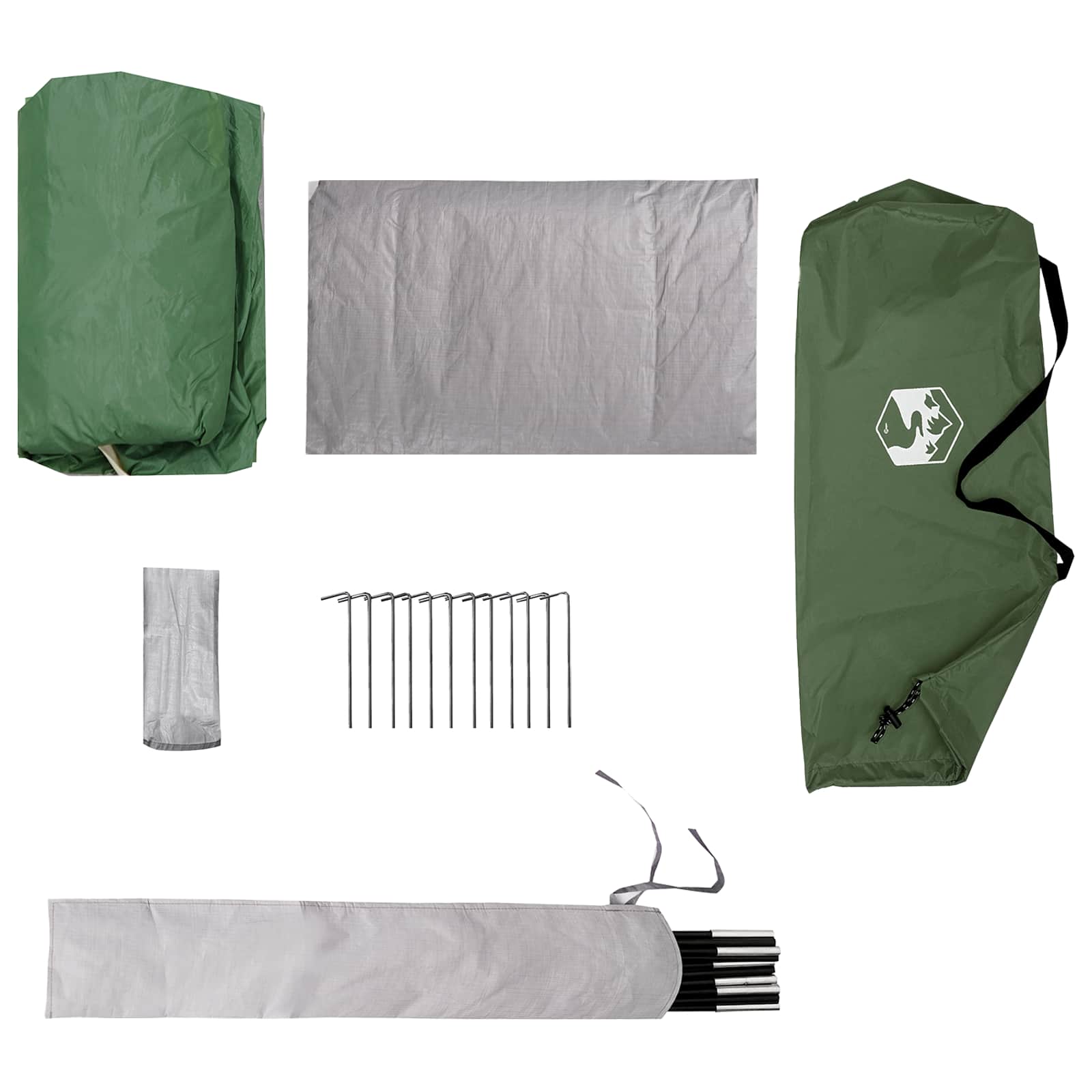 Trekkingzelt Grün 4-Personen 185T Polyester mit PU-Beschichtung