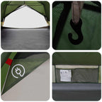 Trekkingzelt Grün 4-Personen 185T Polyester mit PU-Beschichtung