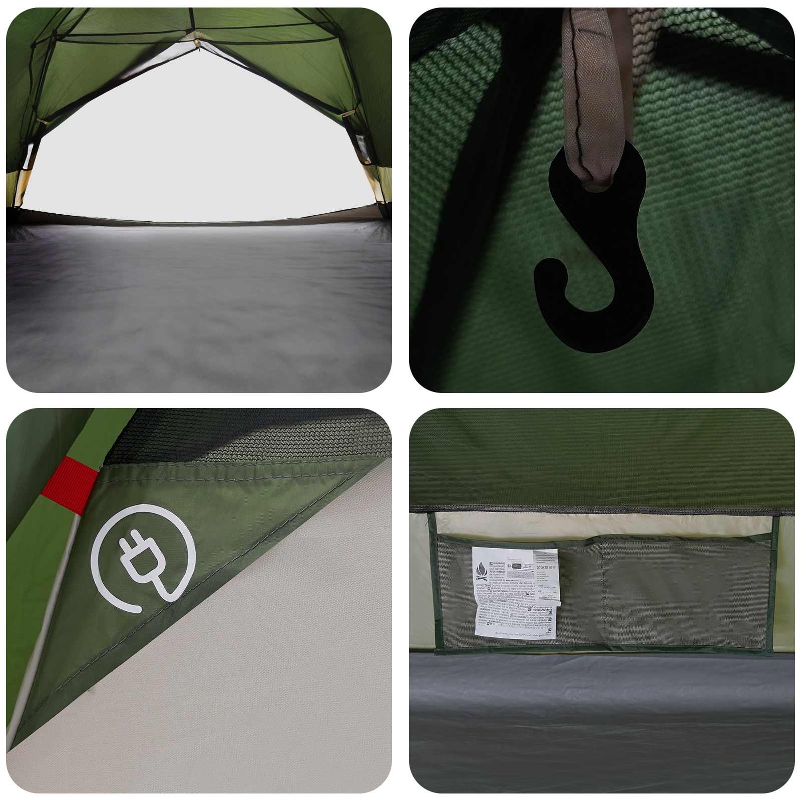 Trekkingzelt Grün 4-Personen 185T Polyester mit PU-Beschichtung