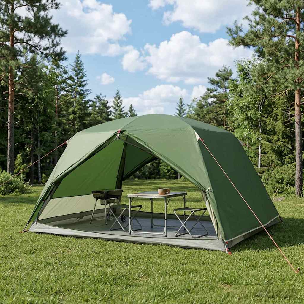 Trekkingzelt Grün 4-Personen 185T Polyester mit PU-Beschichtung