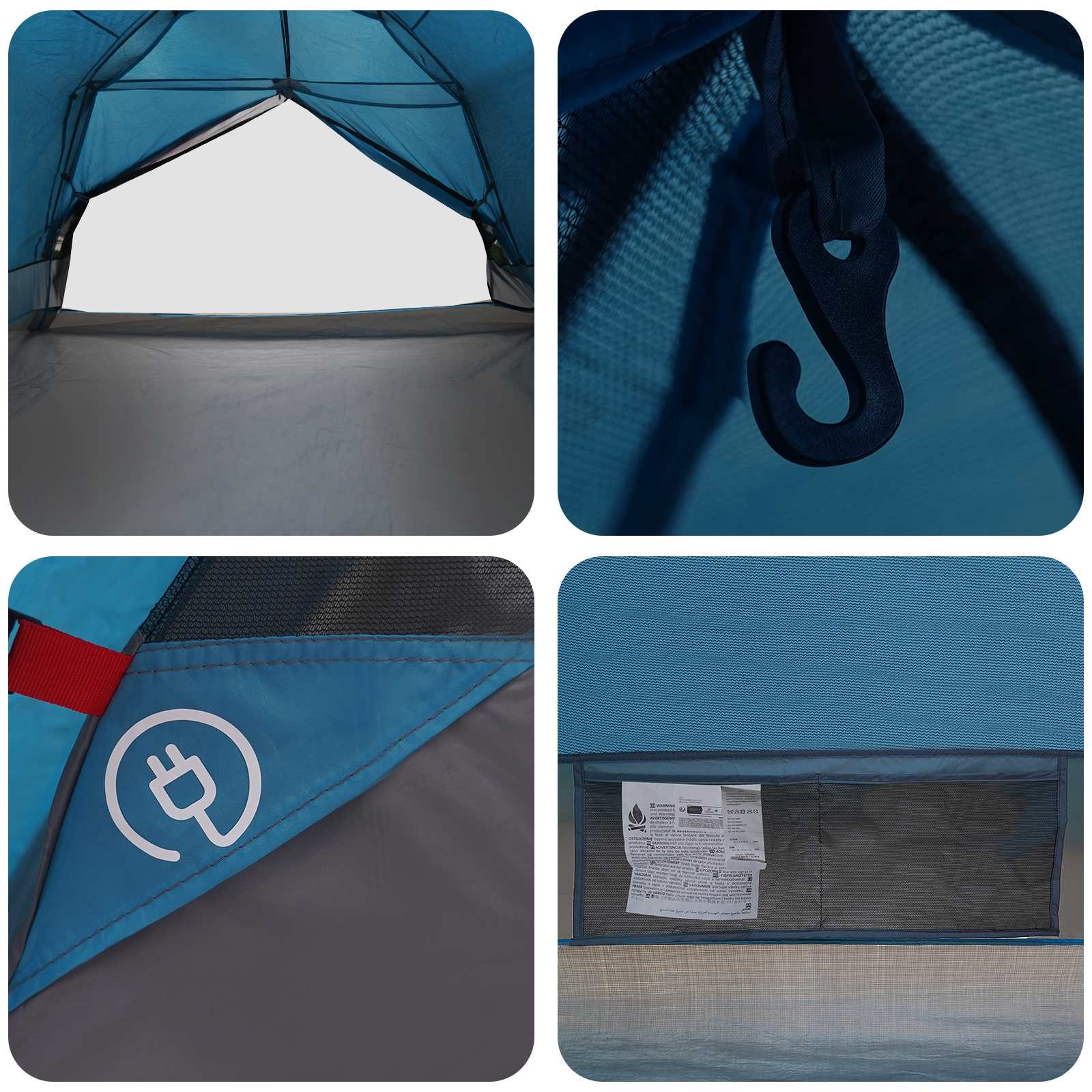Trekkingzelt Blau 4-Personen 185T Polyester mit PU-Beschichtung