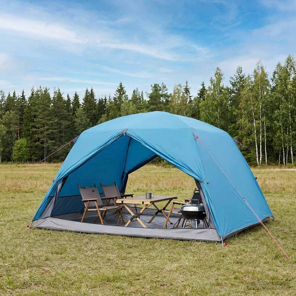 Trekkingzelt Blau 4-Personen 185T Polyester mit PU-Beschichtung