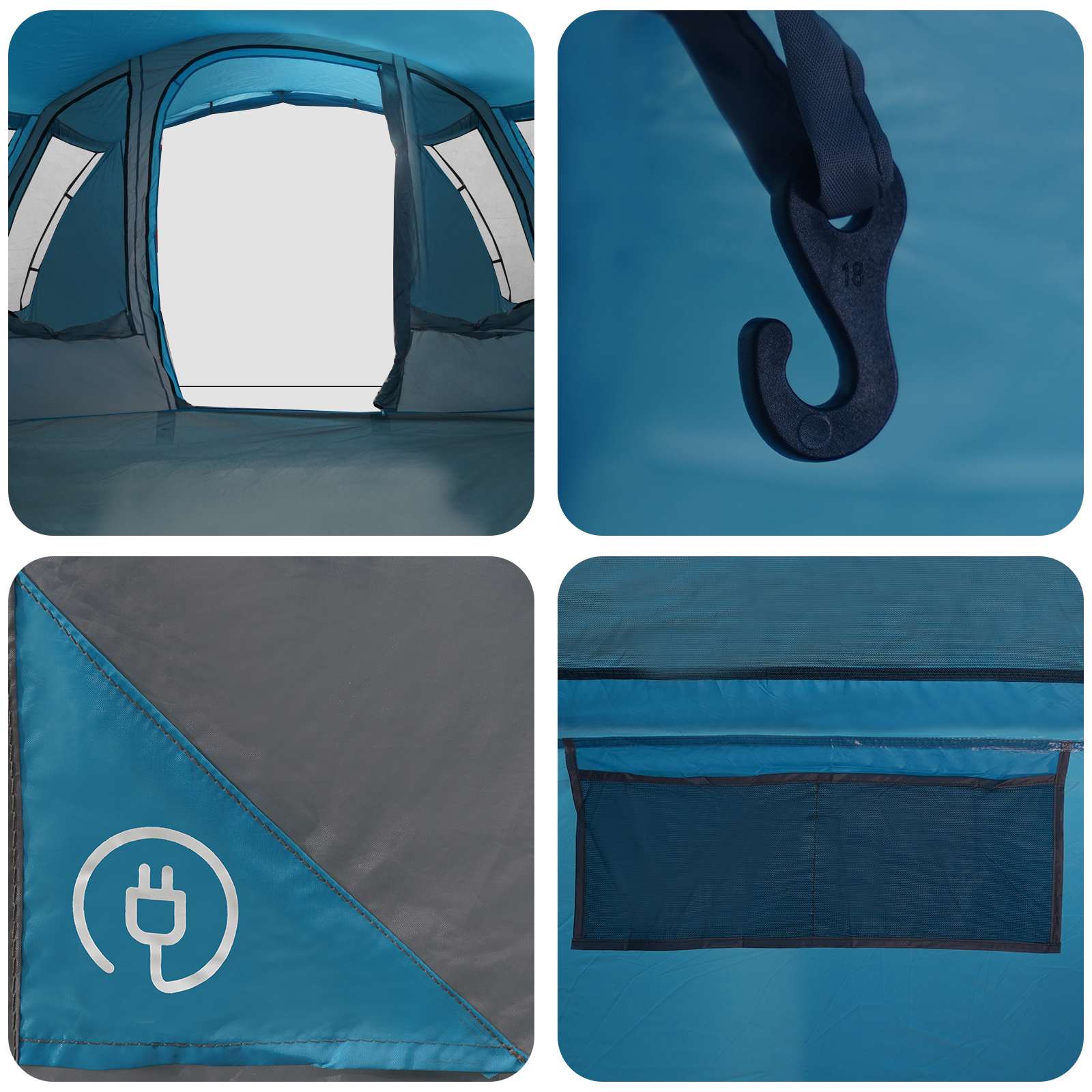 Tunnelzelt Blau 675 x 392 x 210 cm