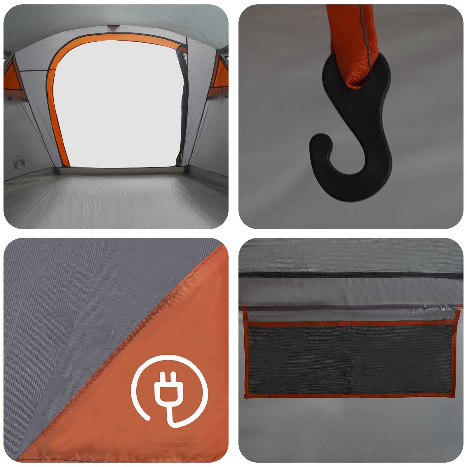 Tunnelzelt Grau und Orange 505 x 330 x 204 cm