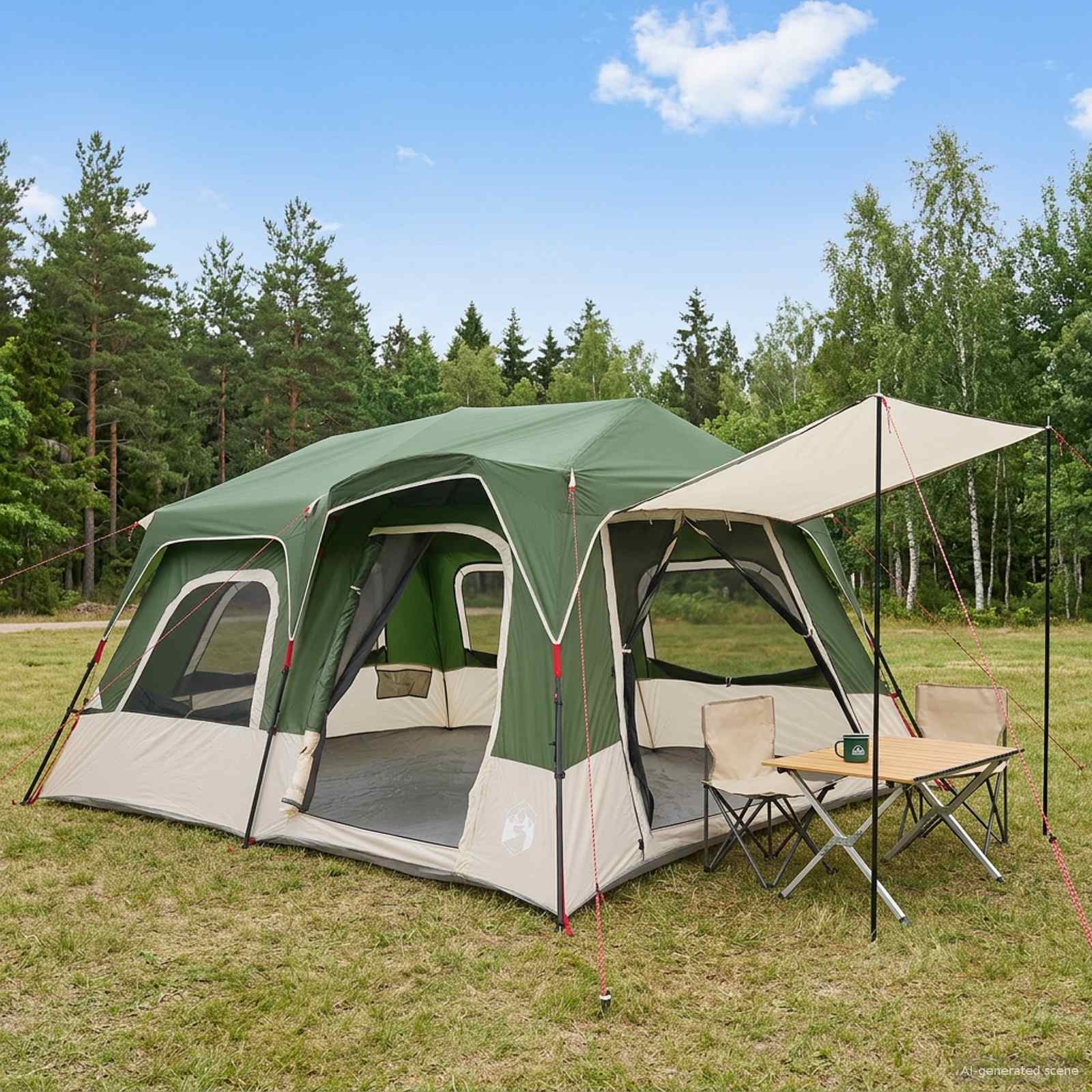 Sofort Zelt Grün 8-Personen 185T Polyester mit PU-Beschichtung