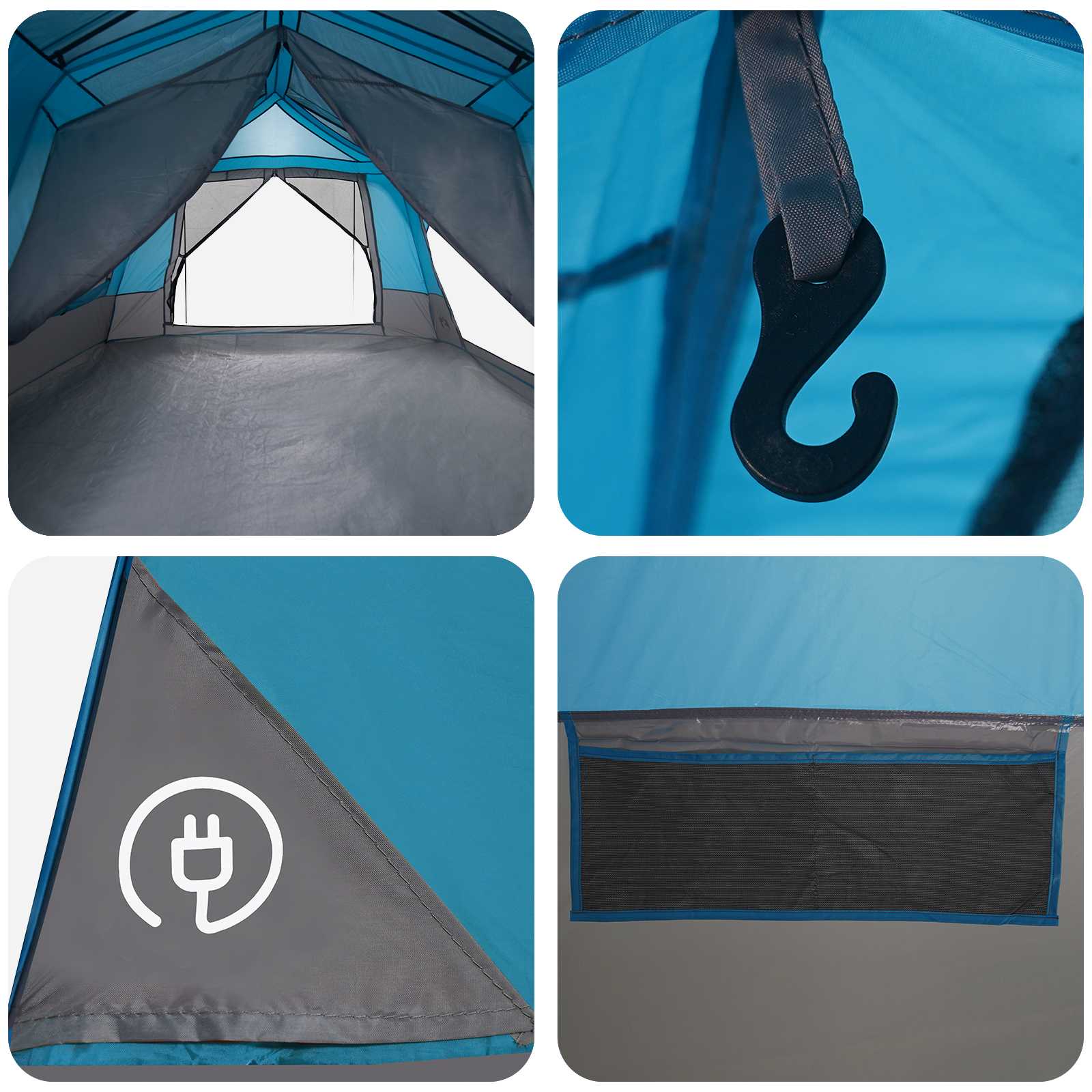 Sofort Zelt Blau 8-Personen 185T Polyester mit PU-Beschichtung