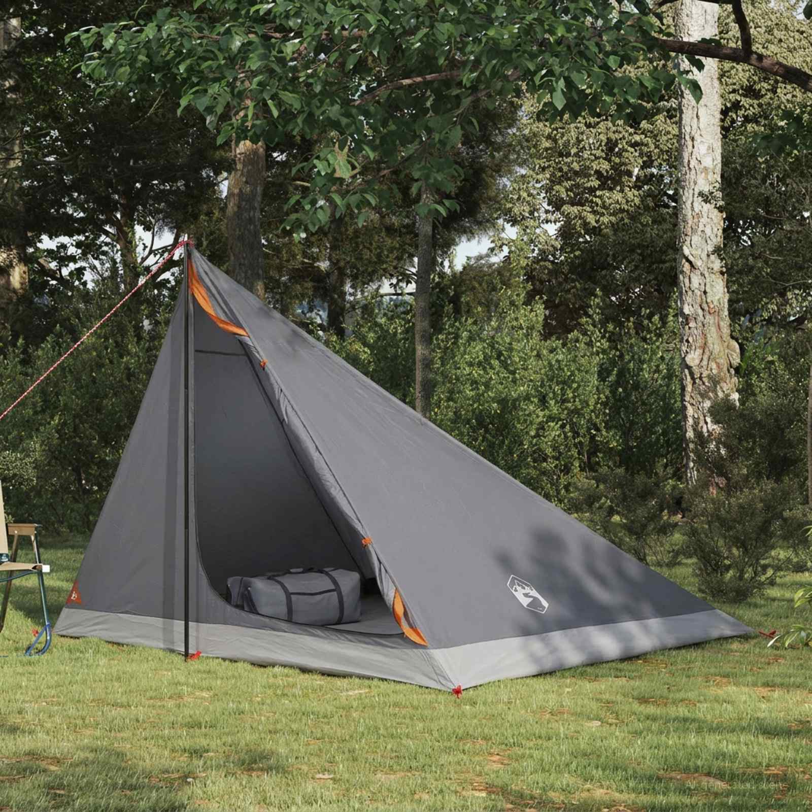Trekkingzelt Grau und Orange 4-Personen