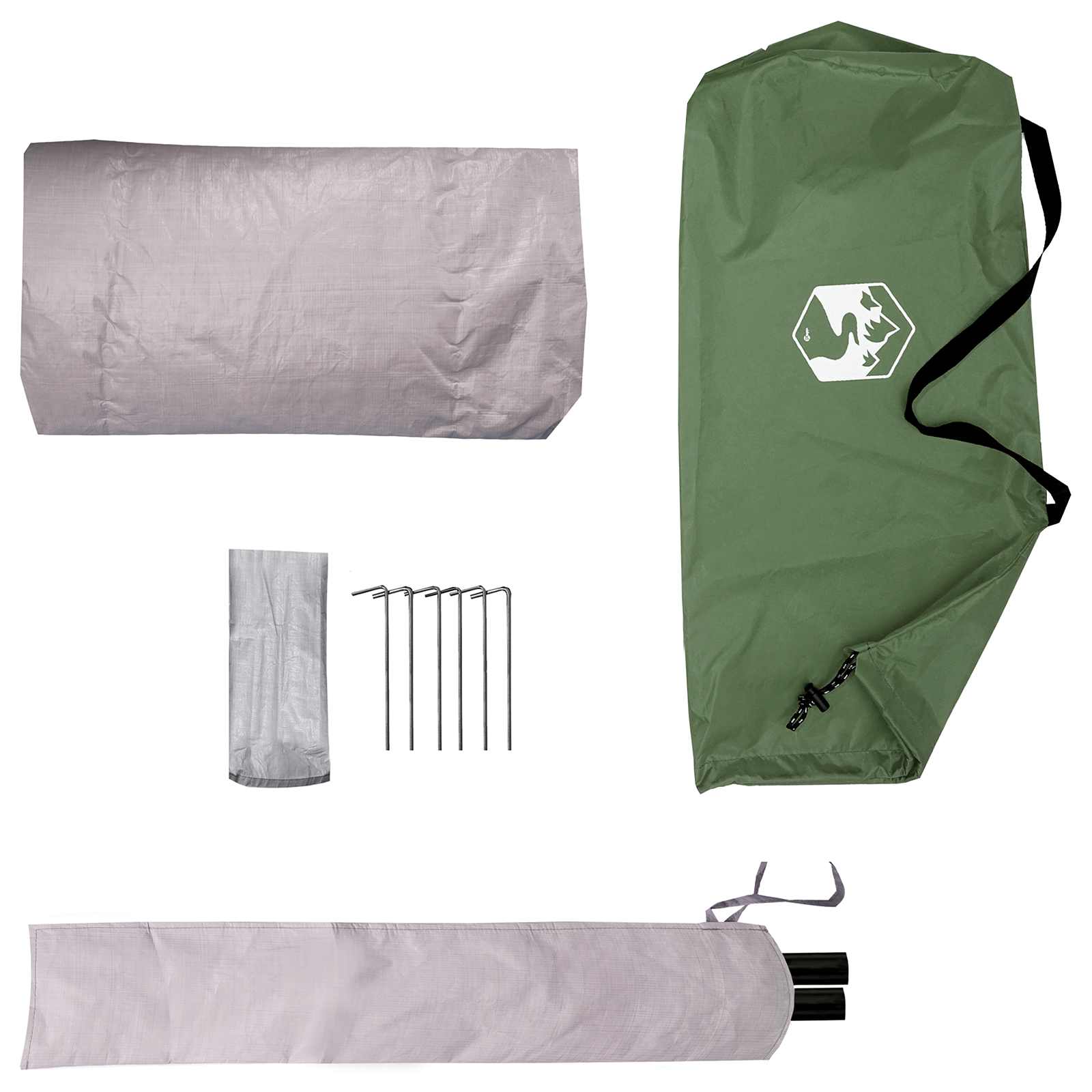 Trekkingzelt Grün 2-Personen 185T Polyester mit PU-Beschichtung