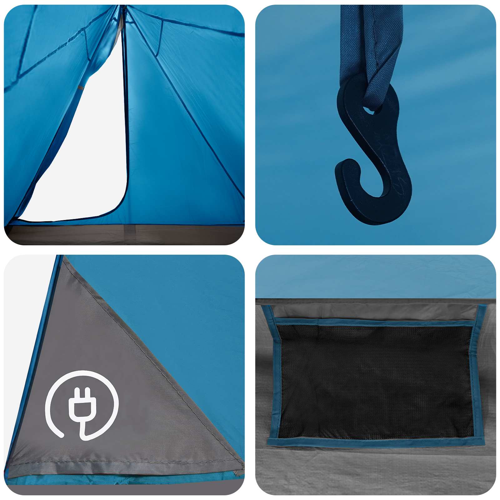 Trekkingzelt Blau 2-Personen 185T Polyester mit PU-Beschichtung