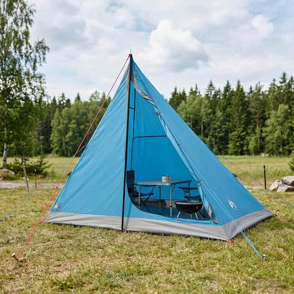 Trekkingzelt Blau 2-Personen 185T Polyester mit PU-Beschichtung