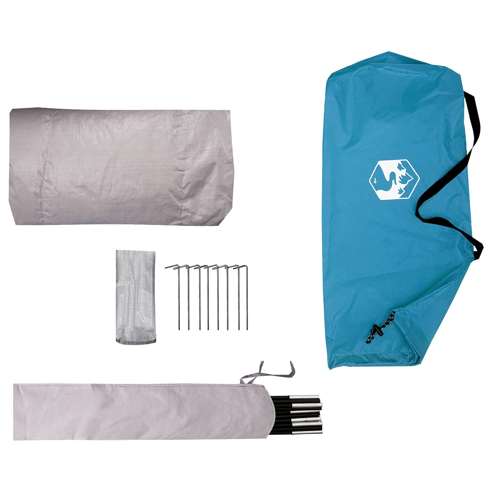 Tunnelzelt Blau 4-Personen 185T Polyester mit PU-Beschichtung