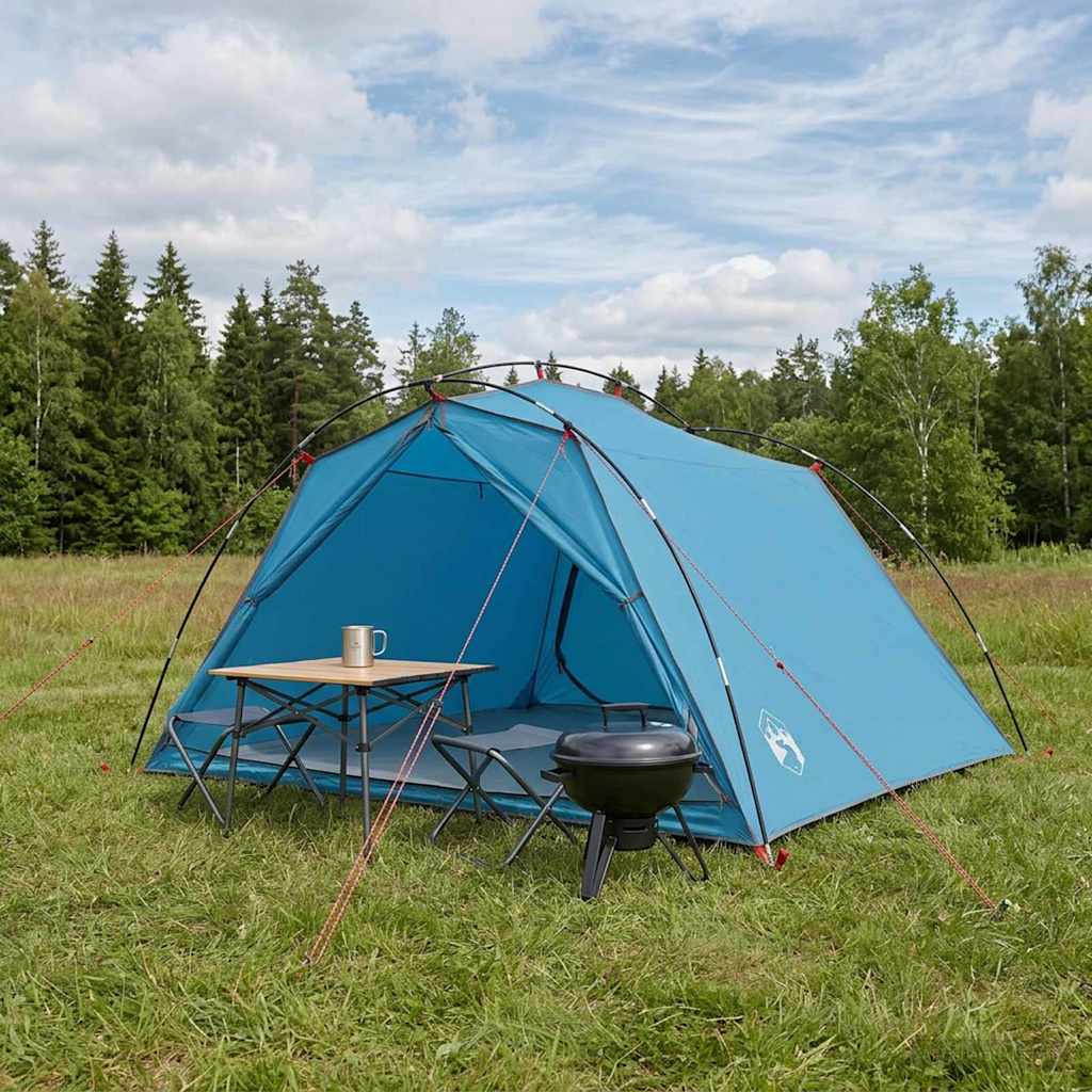 Tunnelzelt Blau 4-Personen 185T Polyester mit PU-Beschichtung