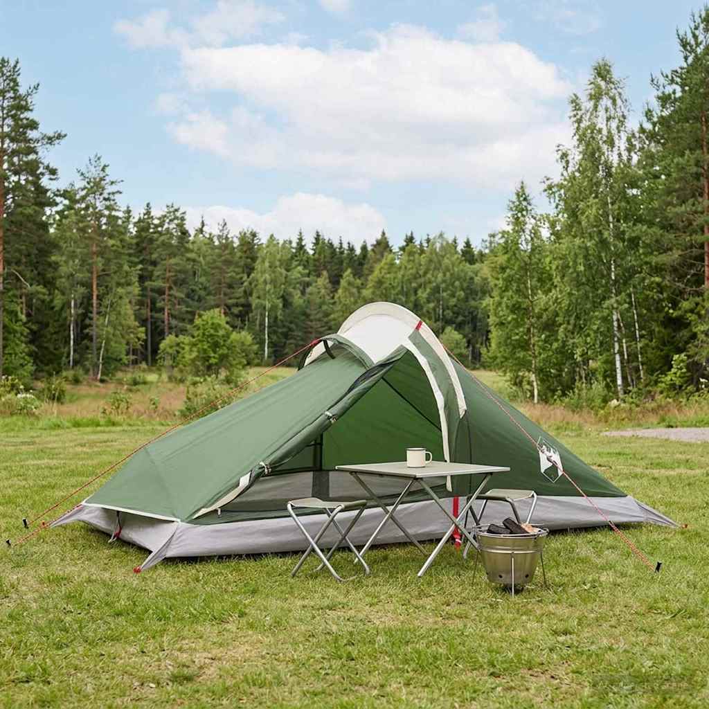 Trekkingzelt Grün 4-Personen 185T Polyester mit PU-Beschichtung