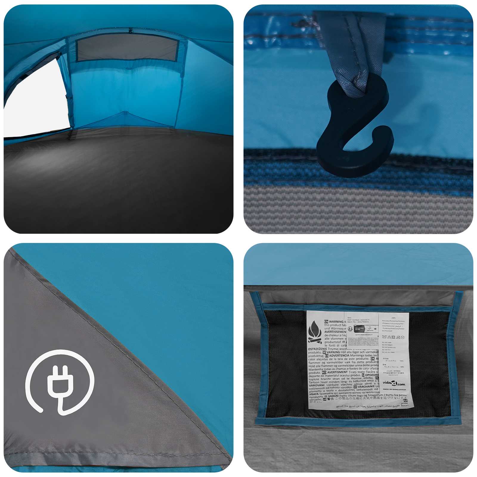 Trekkingzelt Blau 4-Personen 185T Polyester mit PU-Beschichtung