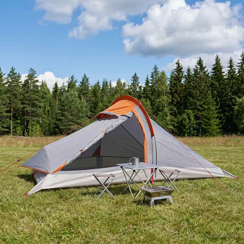 Trekkingzelt Grau und Orange 4-Personen