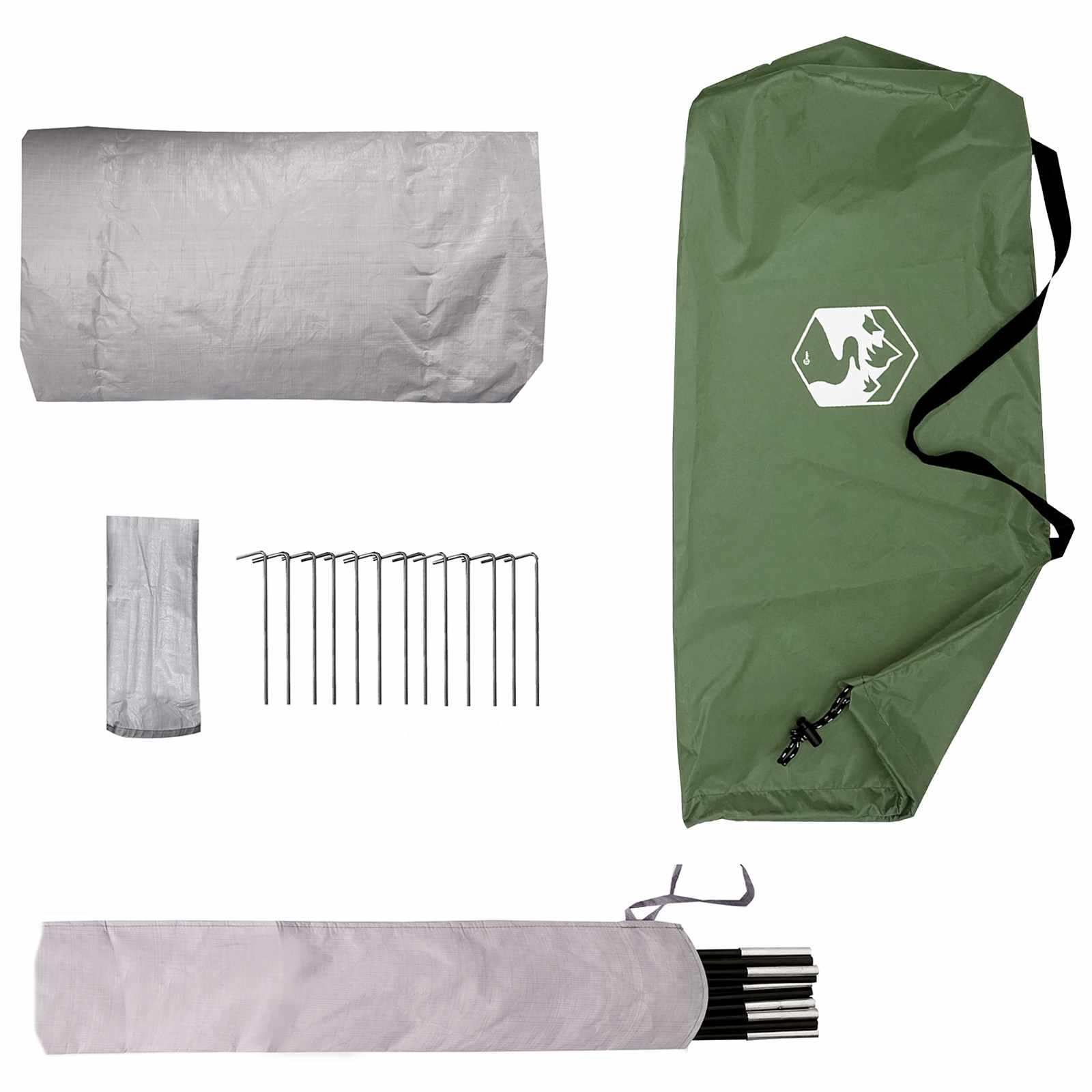 Trekkingzelt Grün 2-Personen 185T Polyester mit PU-Beschichtung
