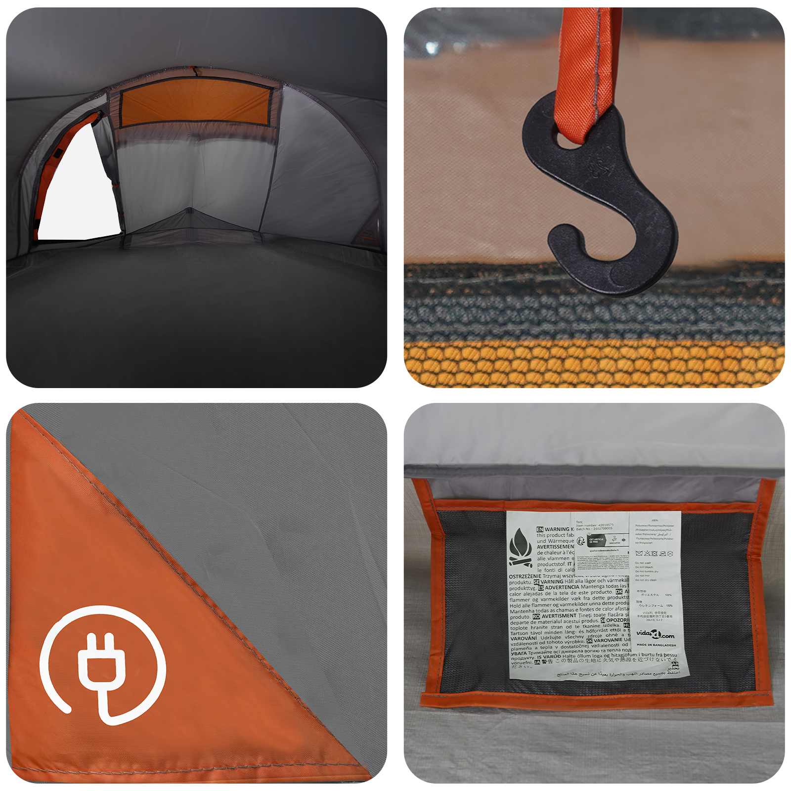 Trekkingzelt Grau und Orange 2-Personen