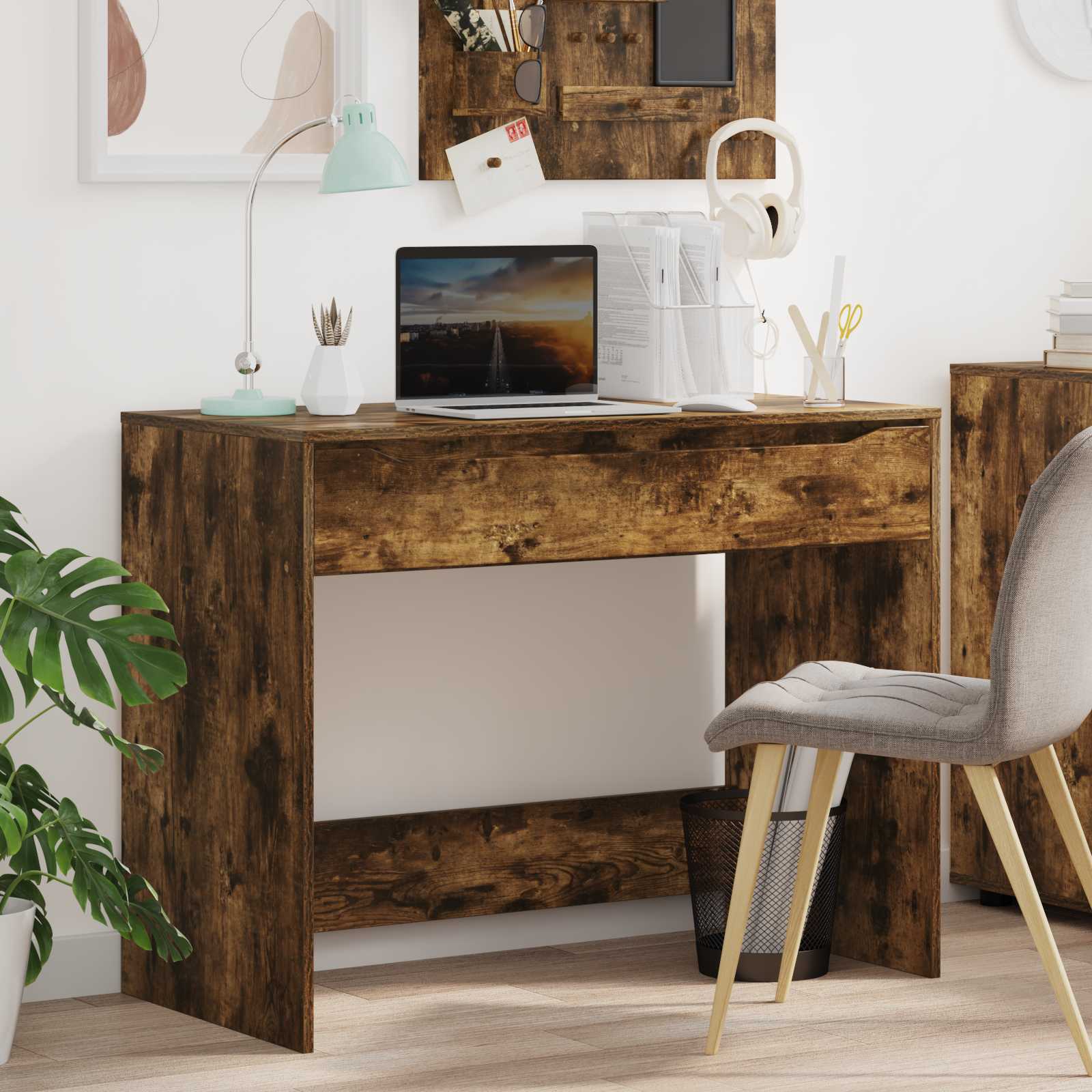 Schreibtisch mit Schublade Räuchereiche 100 x 50 x 78 cm
