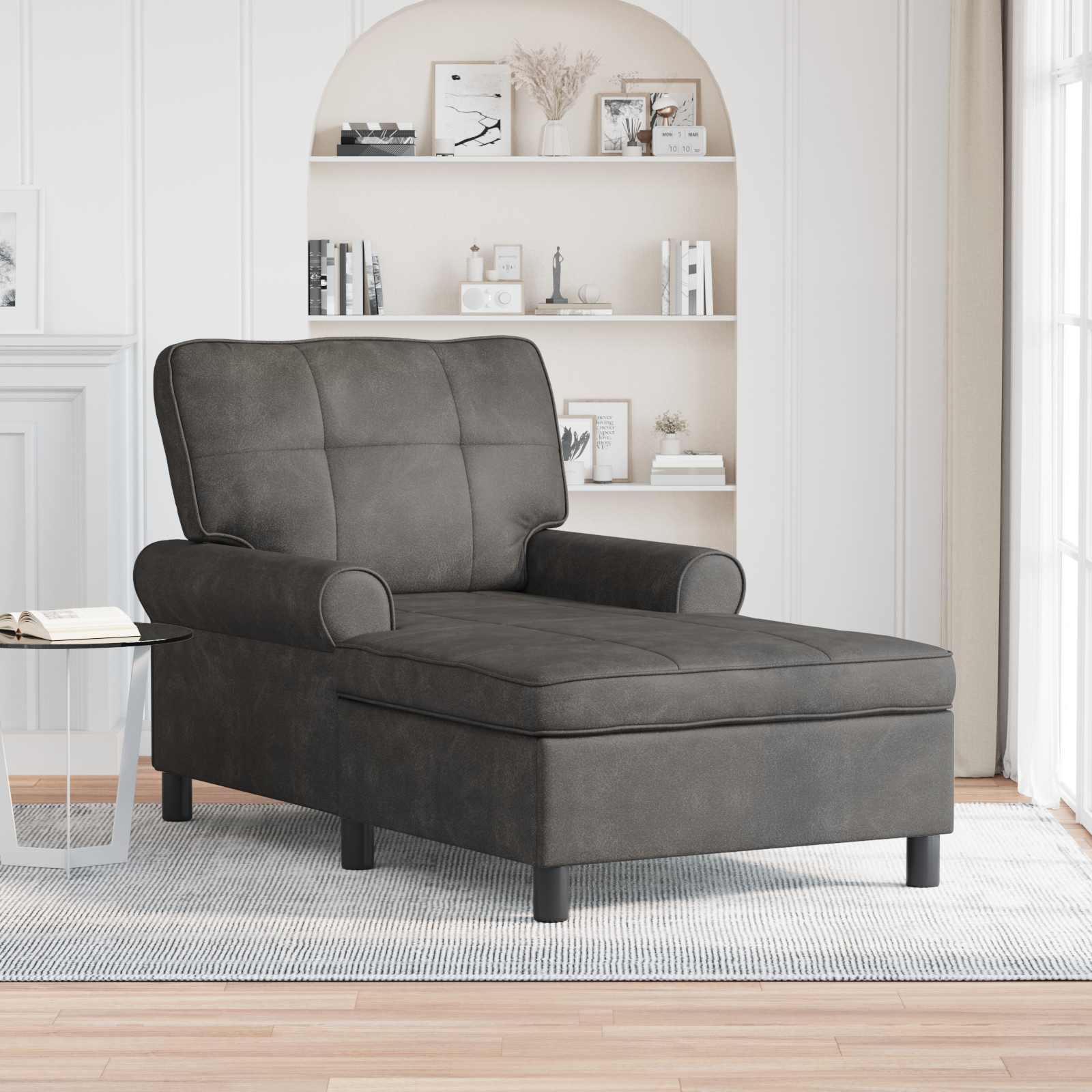 Lounge-Liege mit Kissen Schwarz 91 x 157 x 91 cm Kunstleder
