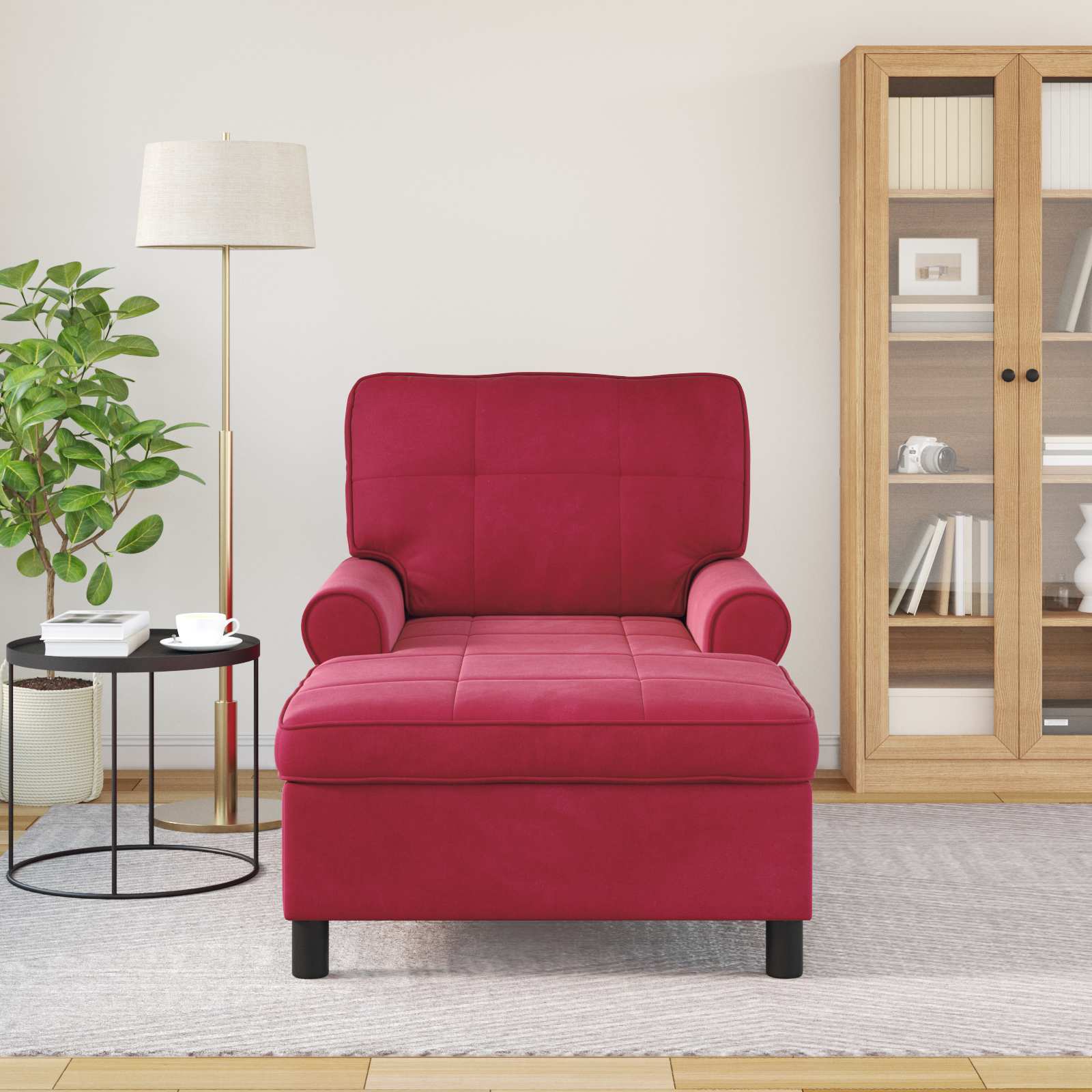 Lounge-Liege mit Kissen Weinrot 91 x 157 x 91 cm Samt