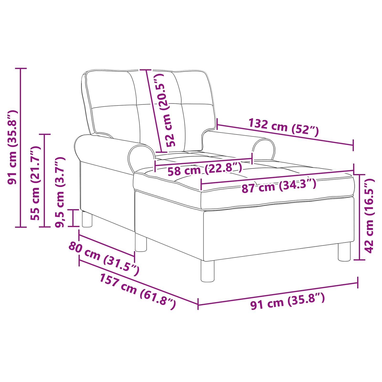 Lounge-Liege mit Kissen Weinrot 91 x 157 x 91 cm Samt