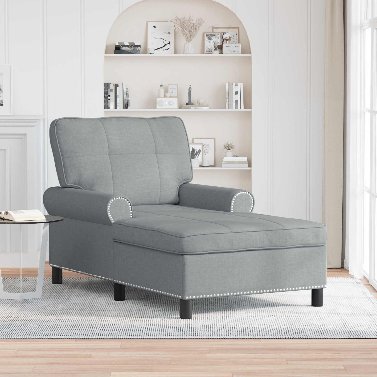 Lounge-Liege mit Kissen Hellgrau 91 x 157 x 91 cm Stoff