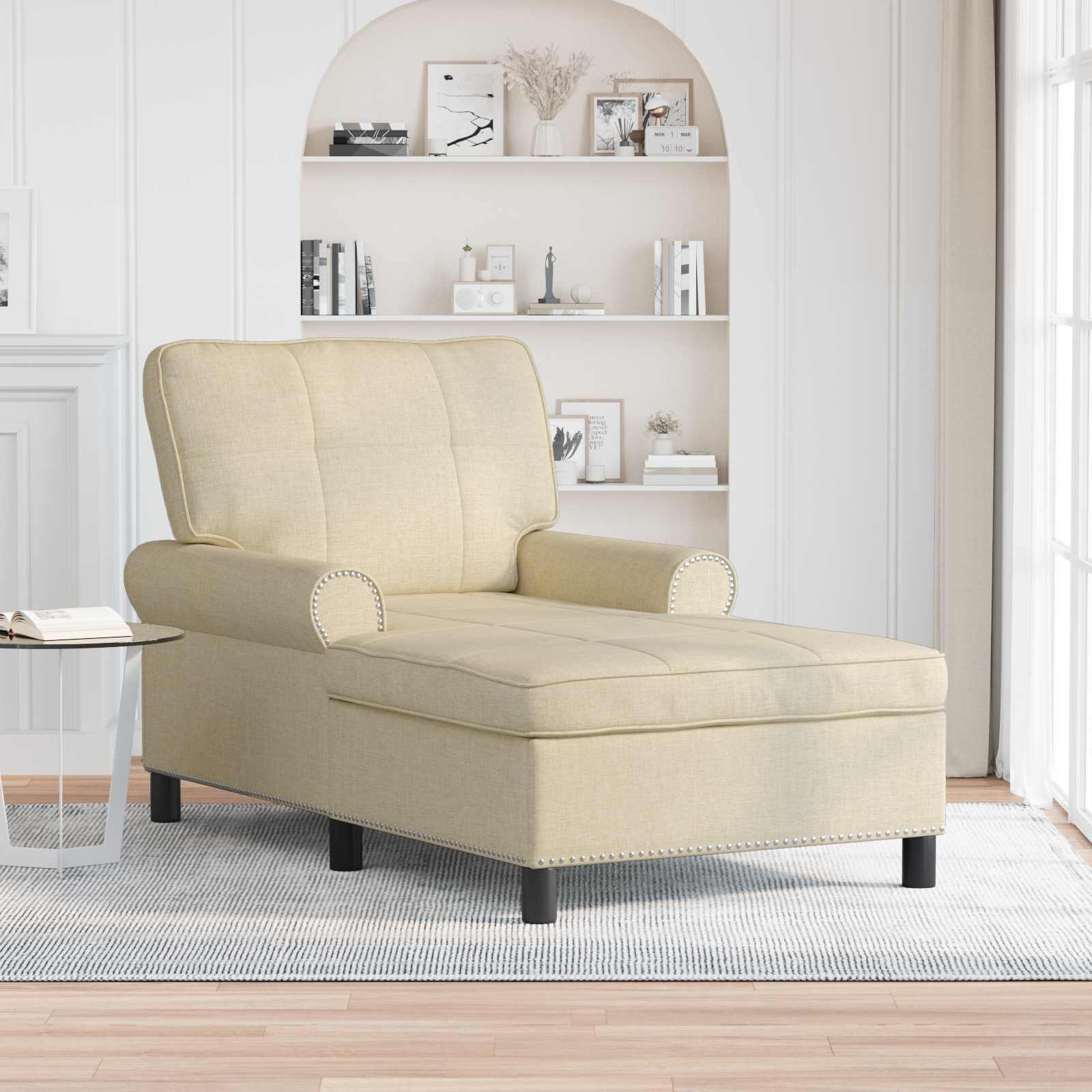 Lounge-Liege mit Kissen Creme 91 x 157 x 91 cm Stoff
