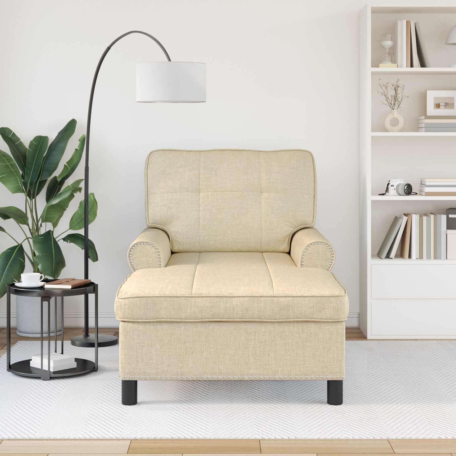 Lounge-Liege mit Kissen Creme 91 x 157 x 91 cm Stoff