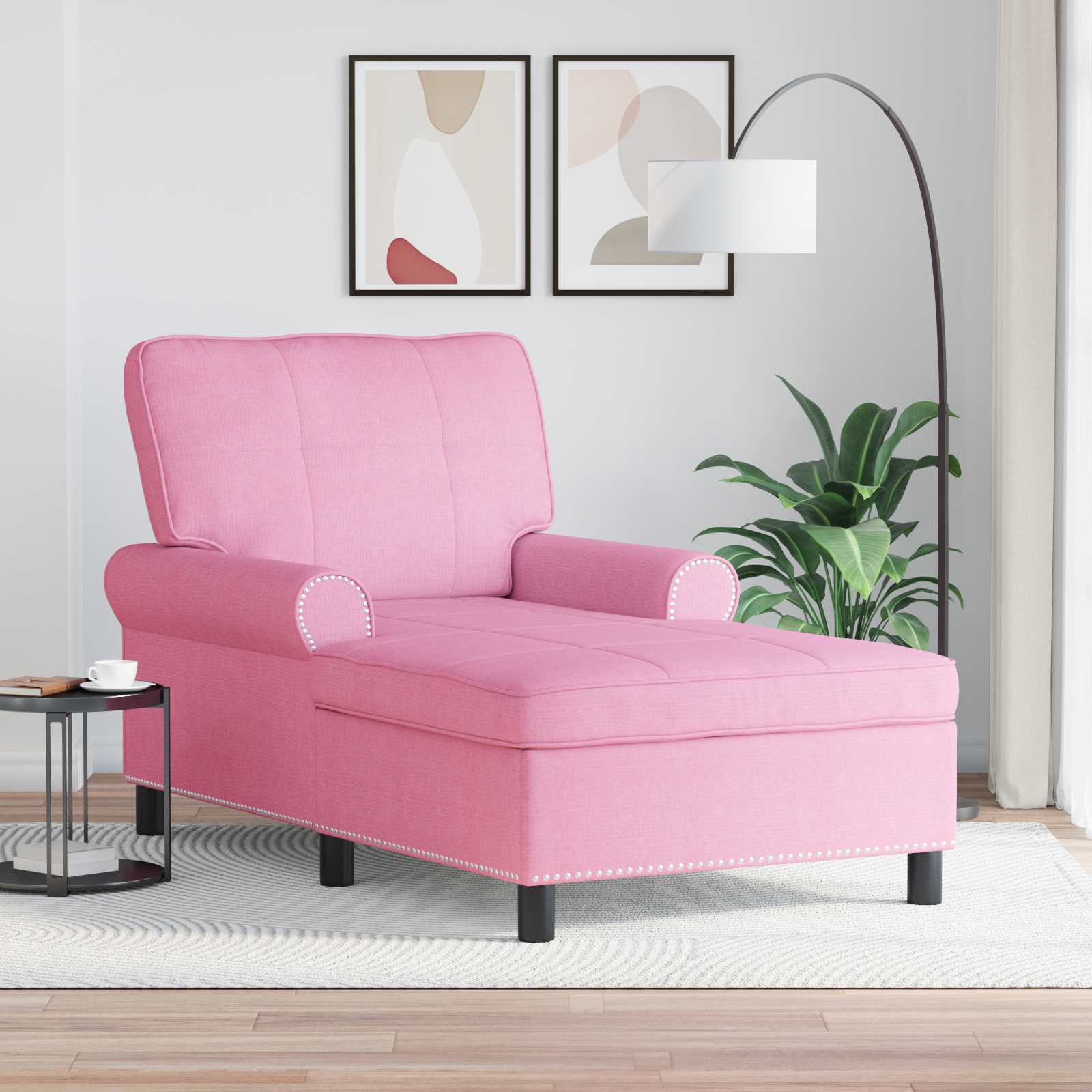 Lounge-Liege mit Kissen Rosa 91 x 157 x 91 cm Stoff