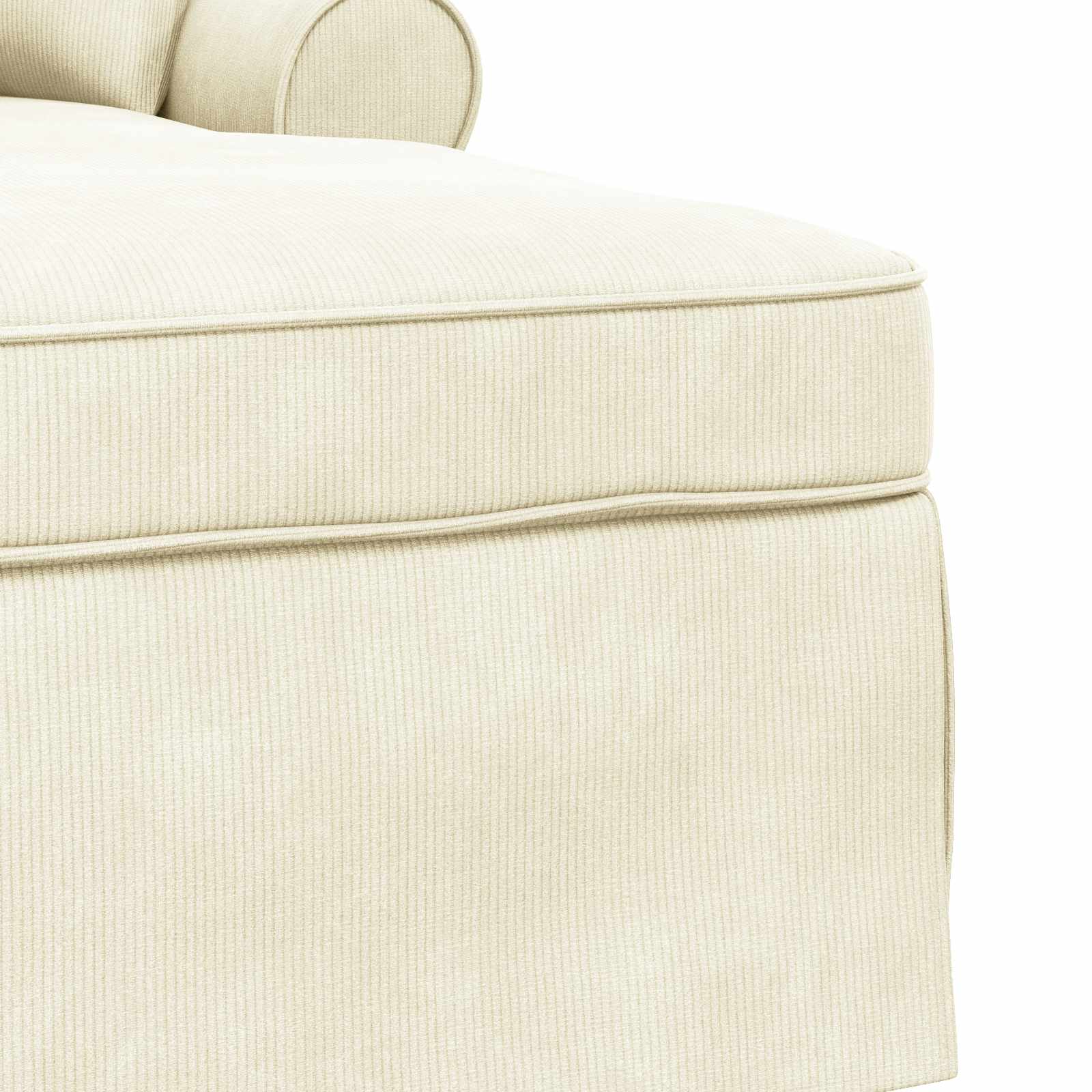Chaise Lounge mit Rock mit Kissen 3 pcs Creme Cordstoff