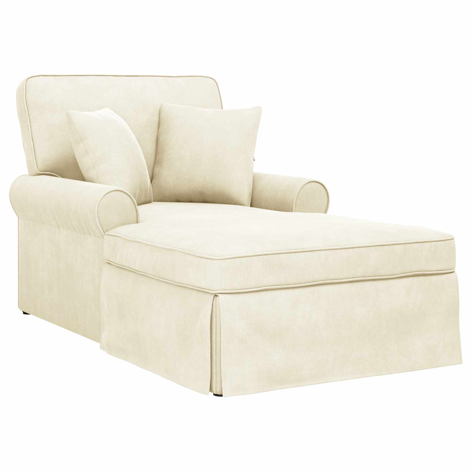 Chaise Lounge mit Rock mit Kissen 3 pcs Creme Cordstoff