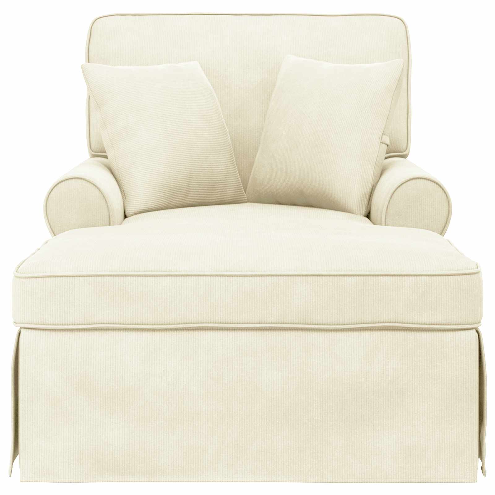 Chaise Lounge mit Rock mit Kissen 3 pcs Creme Cordstoff
