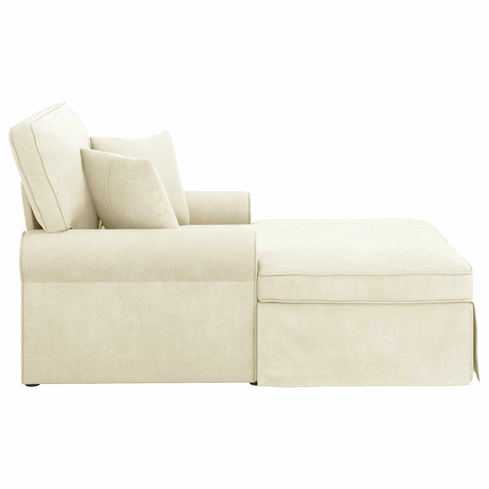 Chaise Lounge mit Rock mit Kissen 3 pcs Creme Cordstoff