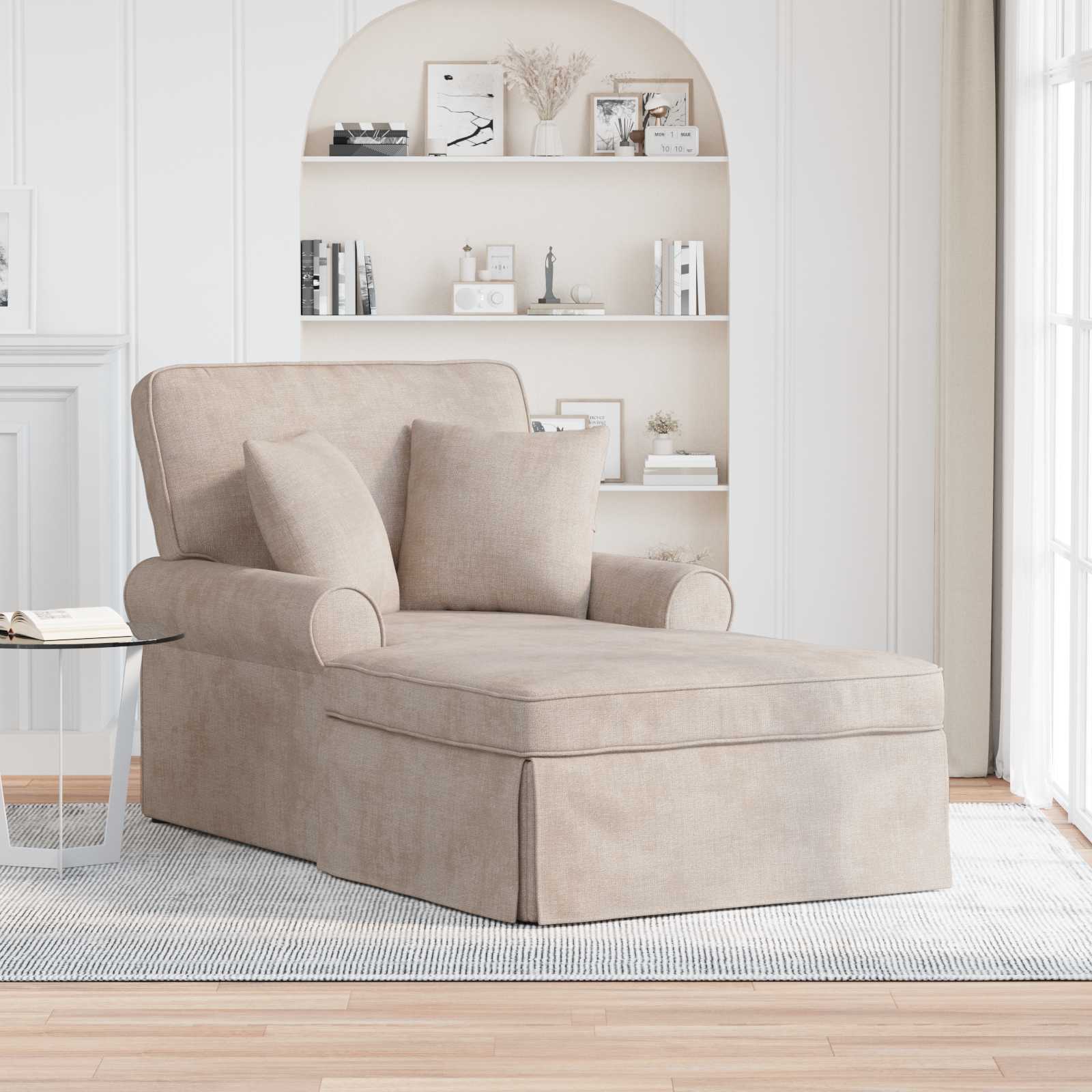 Chaise Lounge mit Rock mit Kissen Beige 157 x 91 x 91 cm ARES