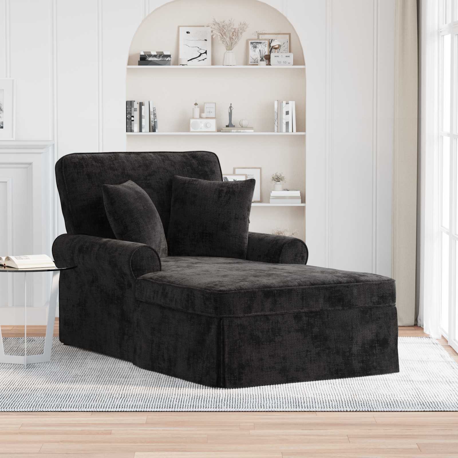 Chaise Lounge mit Rock mit Kissen Schwarz 157 x 91 x 91 cm ARES