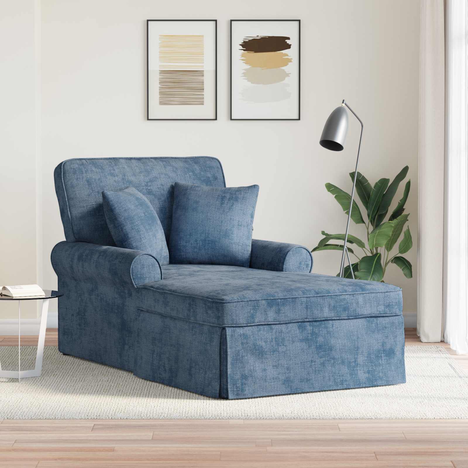 Chaise Lounge mit Rock mit Kissen Blau 157 x 91 x 91 cm ARES