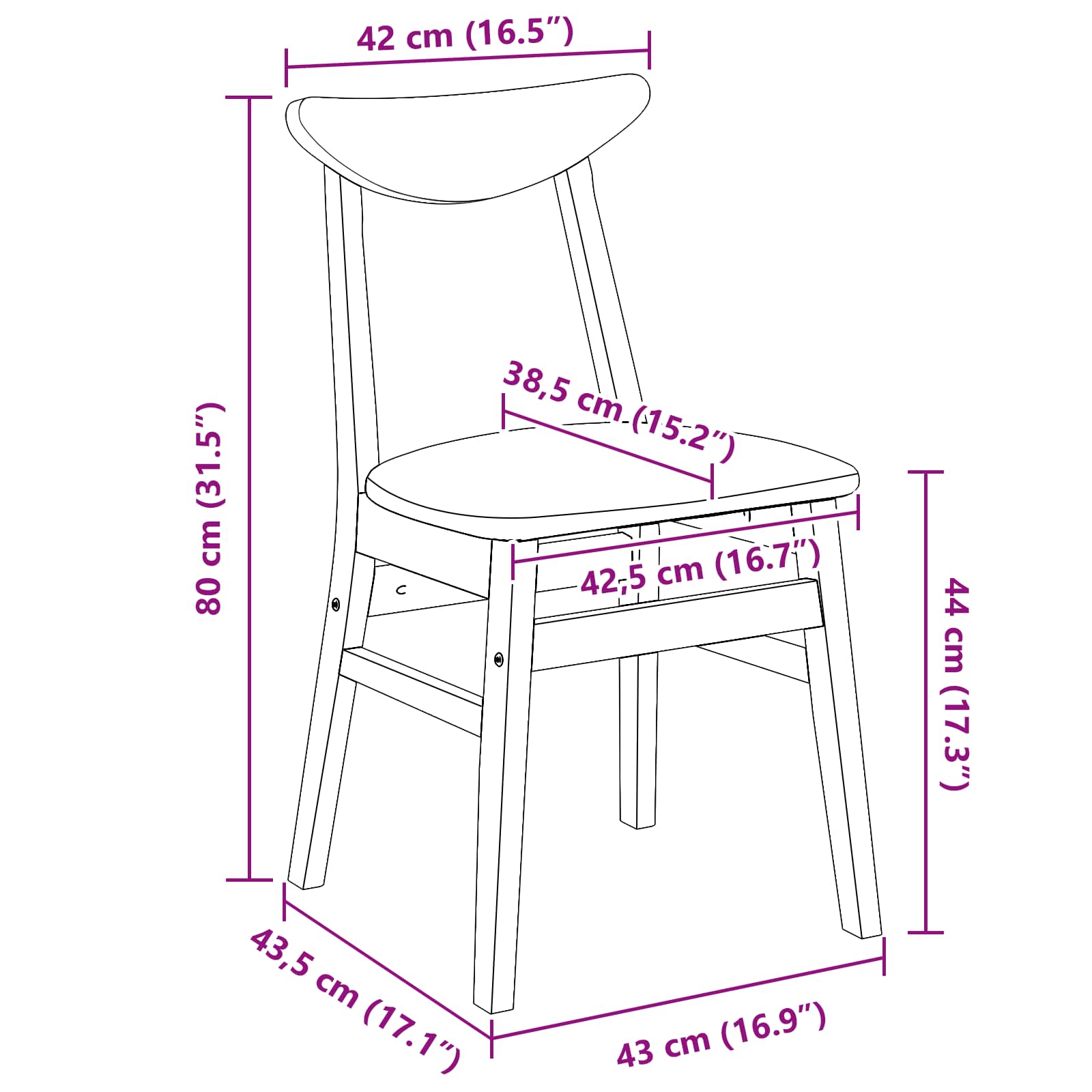 Esszimmerstühle 2 pcs Hellbraun 42 x 47.5 x 81 cm