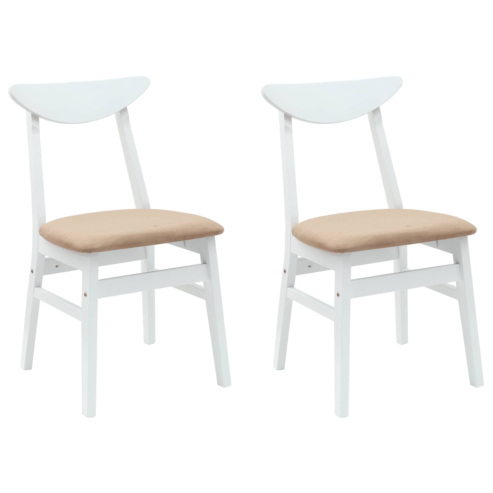 Esszimmerstühle 2 pcs Weiß 42 x 47.5 x 81 cm Massives Gummiholz