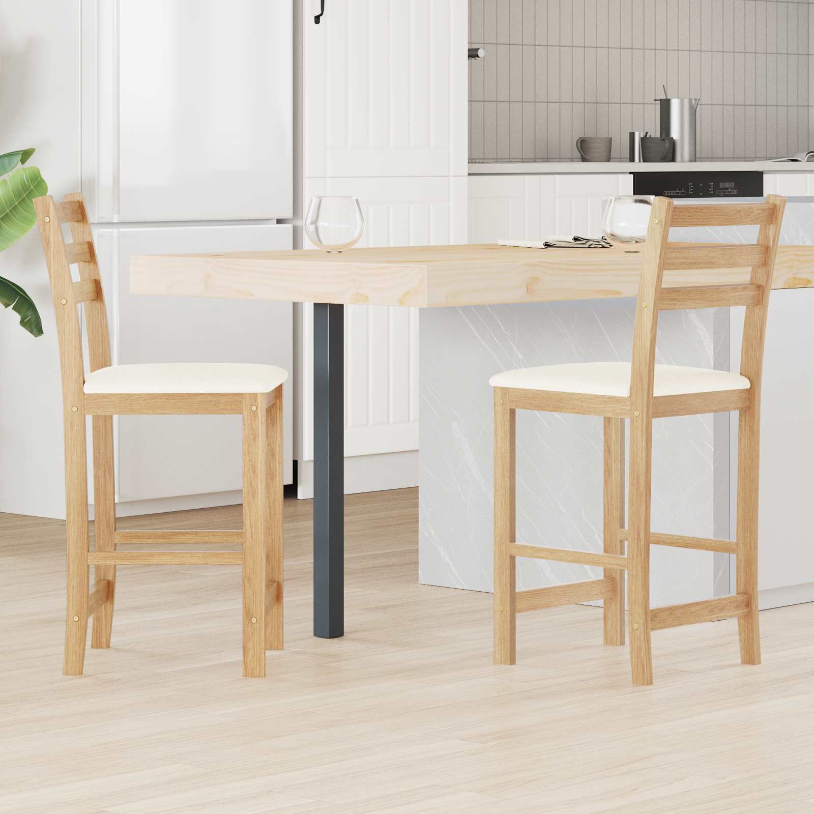 Esszimmerstühle 2 pcs Natur 40 x 47,5 x 99,5 cm